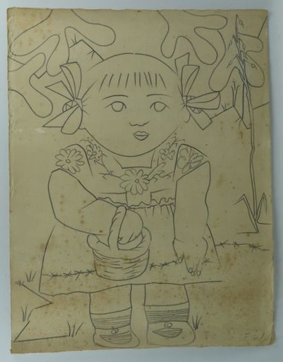 null Françoise GILOT (born in 1921).

Girl with a basket.

Pencil drawing, signed...