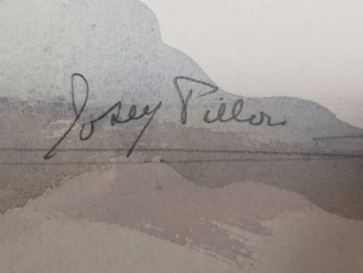null Josey PILLON (1876 - ? ).

La plage à Brignogan.

Aquarelle et crayon sur papier,...