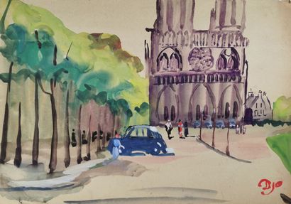 null Josey PILLON (1876 - ? ).

Cathédrale Notre-Dame de Paris.

Aquarelle sur carton...