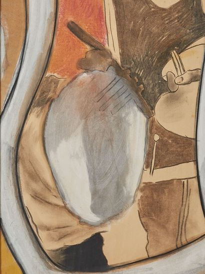 null Jean-Michel ALBEROLA (1953).

Man from behind.

Mixed media on paper, signed...