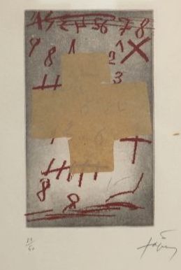 null Antoni TAPIES (1923-2012).

Croix sur chiffres.

Aquatinte, signée au crayon...