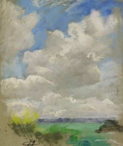 null Josey PILLON (1876 - ? ).

Ciel nuageux sur la côté.

Technique mixte sur papier,...