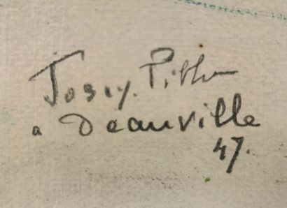 null Josey PILLON (1876 - ? ). 

Eté à Deauville, 1947.

Huile sur papier toilé,...