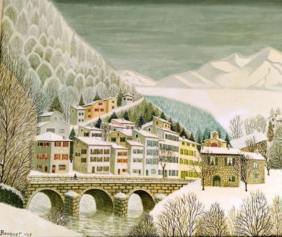 null André BOUQUET (1897-1987). 

Dans la Drôme. 

Huile sur toile, signée en bas...