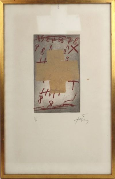 null Antoni TAPIES (1923-2012).

Croix sur chiffres.

Aquatinte, signée au crayon...