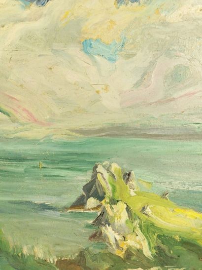 null Josey PILLON (1876- ? ).

La côte bretonne.

Huile sur carton.

H_24 cm L_33...