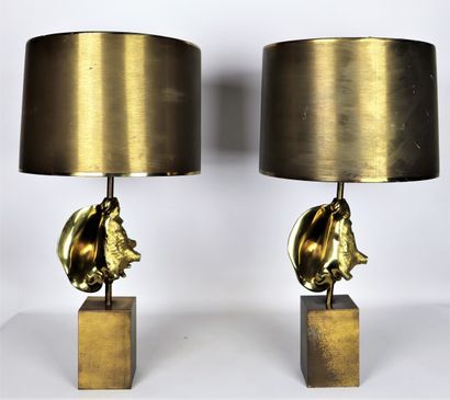 null Maison CHARLES.

Paire de lampes en en bronze doré et laiton à finition vernis...
