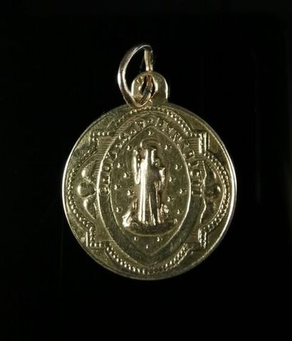 null Yellow gold religious medal.

2.43 grams, 18K, 750°/00