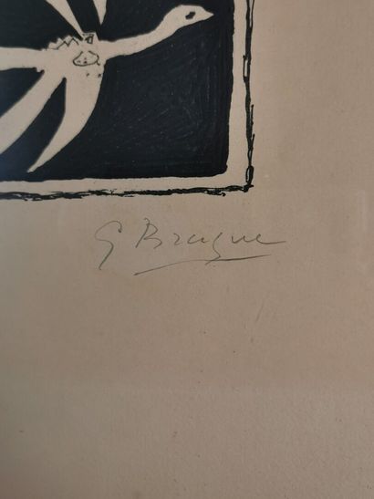 null Georges BRAQUE (1882-1963).

Oiseau sur fond noir.

Aquatinte signée au crayon...