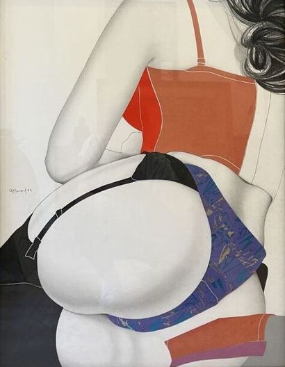 null Georges RENOUF (1948).

Woman seen from behind.

Collage and pencil on paper.

H_63.5...