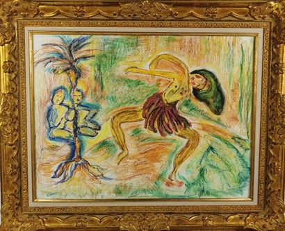 null J. GOMIS (?)

Danse. 

Pastel sur papier, signé en bas droite. 

H_45 cm L_60...