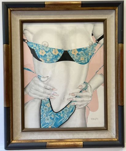 null Georges RENOUF (1948).

Nu de face, en sous vêtements.

Collage et crayon sur...