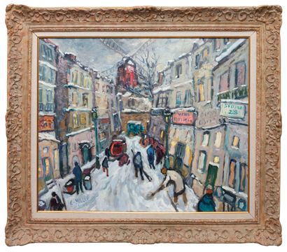 null Charles MALLE (né en 1935). 

Paris, rue Tholozé, Montmartre. 

Huile sur toile,...