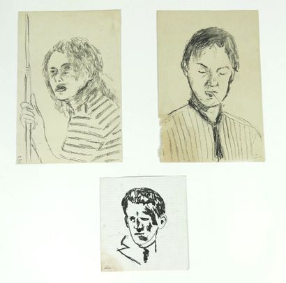null Calum FRASER (né en 1956).

Portraits.

Ensemble de trois dessins.

H_30 cm...