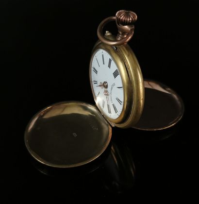 null Montre de gousset chronomètre à double boitier en métal doré.

D_5,5 cm