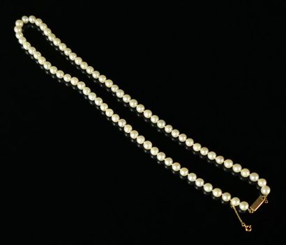 null 
Collier de perles de culture composé de 75 perles, le fermoir en or jaune.




L_...