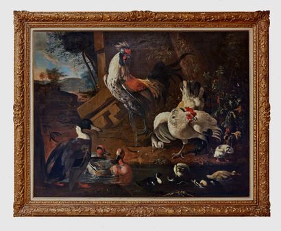 null Dutch school of the 17th century, entourage of Melchior de HONDECOETER.

Chickens,...