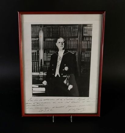 null 
Framed reproduction of a photograph of Charles de Gaulle, President of the...