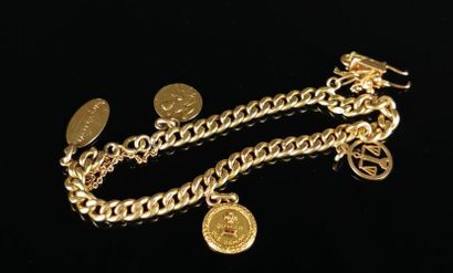 null Bracelet orné de breloques en or jaune.

L_ 18 cm.

13.25 grammes, 18K, 750...