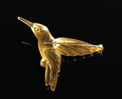 null Broche figurant un oiseau en or jaune et blanc.

L_4,2 cm.

2.41 grammes, 18K,...