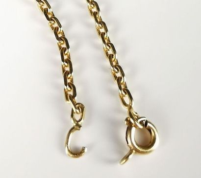 null Collier en or jaune, formé d'une chaîne à maille forçat ovale facettée.

Fermoir...