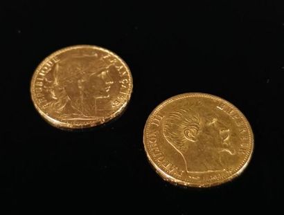 null Two 20 francs gold coins, 1856 and 1906.

12,86 grams