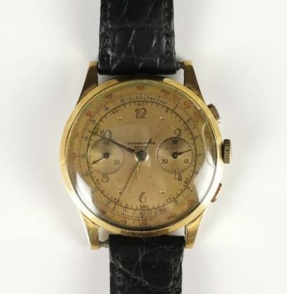 null SWISS CHRONOGRAPH.

Men's wristwatch with circular case in yellow gold.

The...