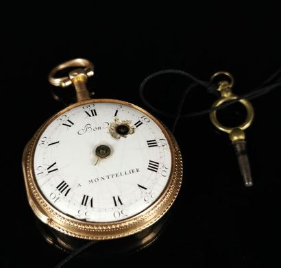 null BON in Montpellier.

Pocket watch with cock in gold.

The dial and the movement...