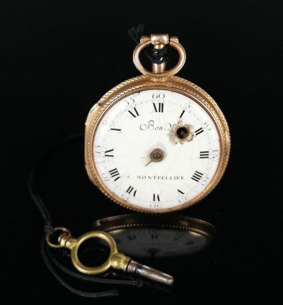 null BON in Montpellier.

Pocket watch with cock in gold.

The dial and the movement...