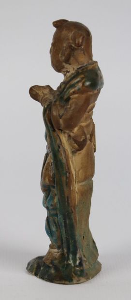 null CHINA, Ming dynasty (1368-1644).

Turquoise glazed stoneware statuette, depicting...