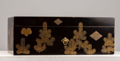 null JAPON, période Meiji (1868-1912).

Coffret en laque or sur fond noir à décor...
