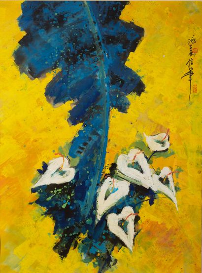 null Chinese school of the XXth century.

Arums.

Gouache and oil on paper.

H_75...