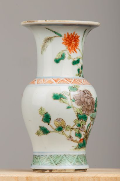 null CHINA. 

Small baluster vase in porcelain and enamels of the Green Family, decorated...
