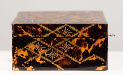 null JAPAN, Meiji period (1868-1912).

Brown shell case with takamaki-e lacquer decoration...