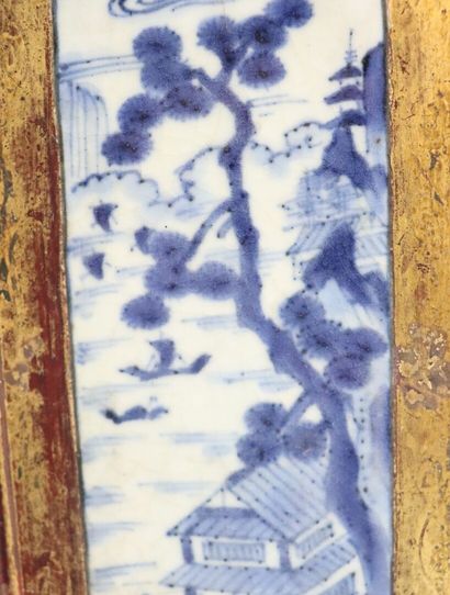 null CHINA, late Qing dynasty (1644-1912).

Porcelain and white-blue enamel bottle...