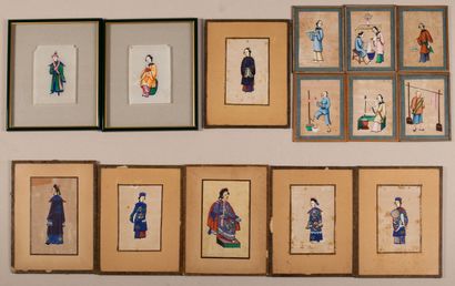 null CHINA, 19th and 20th century.

Set of twenty-three gouaches on rice paper, of...
