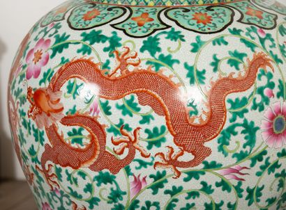 null CHINA, circa 1900.

A pair of very large covered porcelain and enamel pots of...