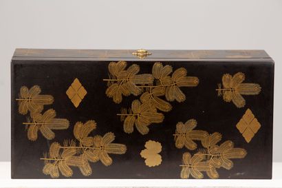 null JAPON, période Meiji (1868-1912).

Coffret en laque or sur fond noir à décor...