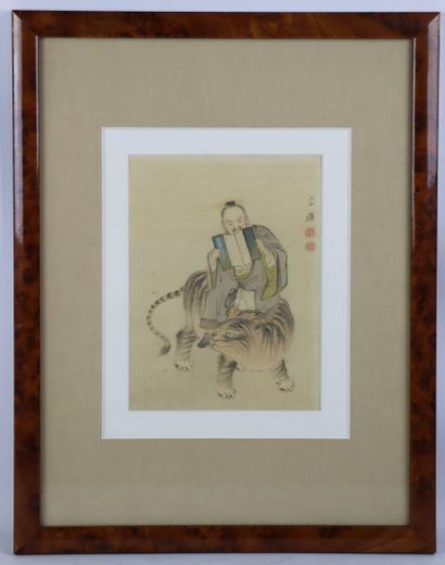 null Nishiyama KAN'EI (1834-1897), attribué à.

A chinese Hermit.

Sage lisant, assis...