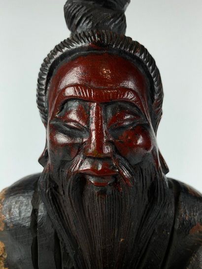 null JAPAN, 19th century.

Lacquered wood sculpture representing a wise man leaning...