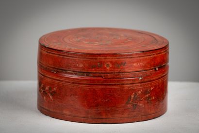 null BURMA or THAILAND.

Lacquer betel box on wood core, decorated with flowers and...