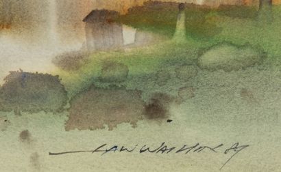 null Wai Hin LAW (1939).

Paysage lacustre.

Aquarelle sur papier.

H_56 cm L_76,5...