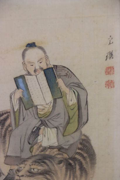 null Nishiyama KAN'EI (1834-1897), attributed to.

A chinese Hermit.

Sage reading,...