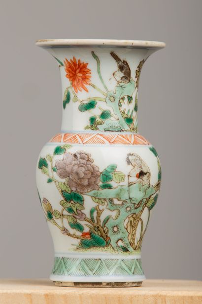 null CHINA. 

Small baluster vase in porcelain and enamels of the Green Family, decorated...