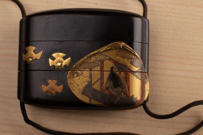 null JAPAN, Meiji period (1868-1912).

Black and gold hiramaki-e lacquer inro with...