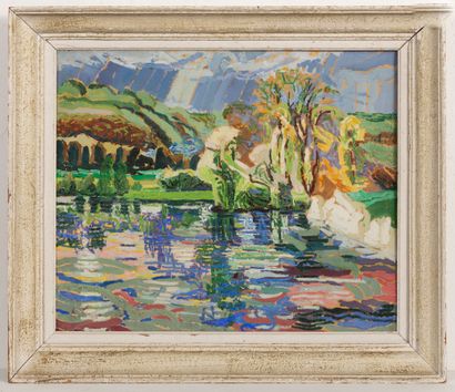 null Anne FRANCAIS (1909-1995)

La Ferté sous Jouarre, le barrage.

Huile sur toile,...