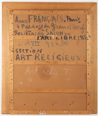null Anne FRANCAIS (1909-1995).

Christ.

Huile sur carton, pour le salon de l'art...
