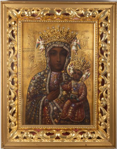 Importante icône de la Vierge Marie Chenstokhovska.

Pologne,...