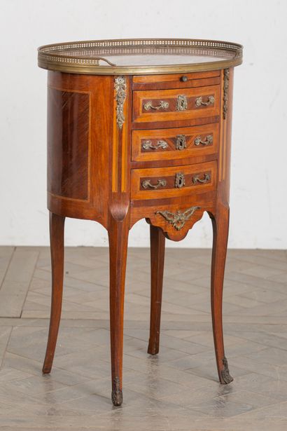 null Piece of furniture of living room of form drum in marquetry of wood of veneer.

Marble...