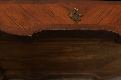 null Secretary slope marquetry and veneer with floral decoration.

A flap reveals...